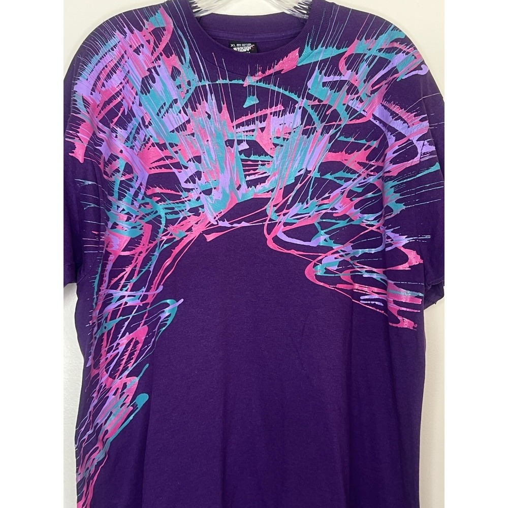 Purple Splatter Paint Single Stitch T-Shirt Screen Stars Best Men's XL Vintage